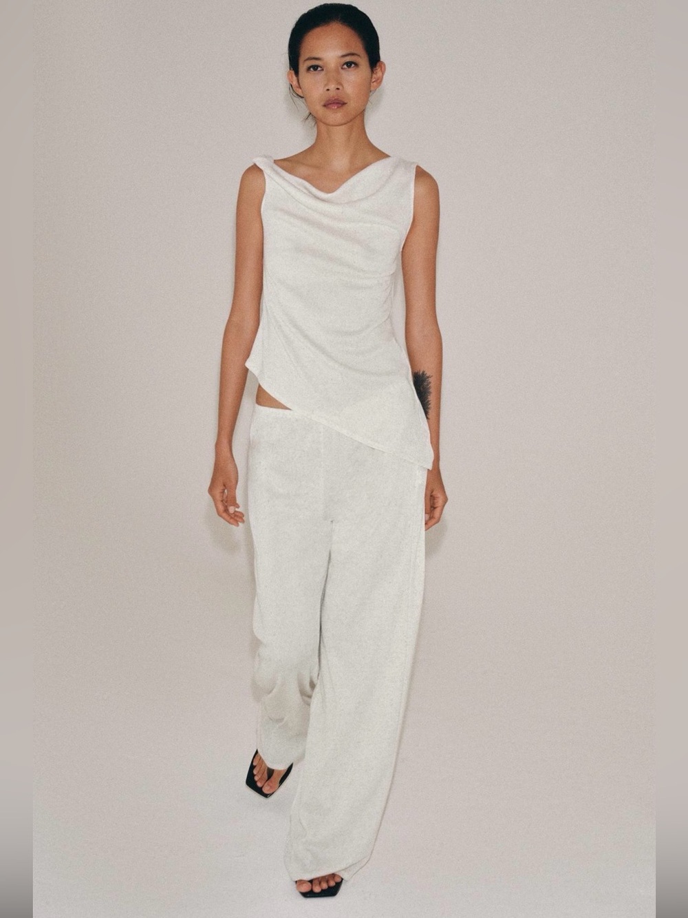 ZARA Asymetric rustic top & straight leg pants